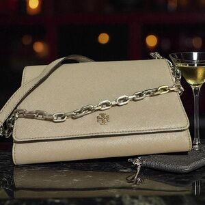 Tory Burch Beige Crossbody Bag with Chain